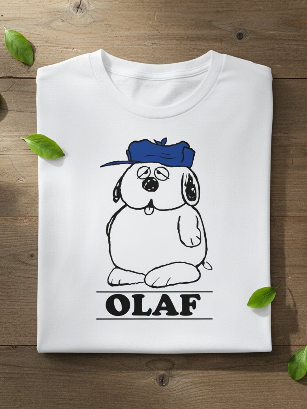 Cute Cartoon Dog Graphic Tee White Funny Character Olaf Style Shirt